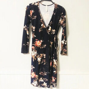 Peppermint Blue Floral‎ Wrap Dress